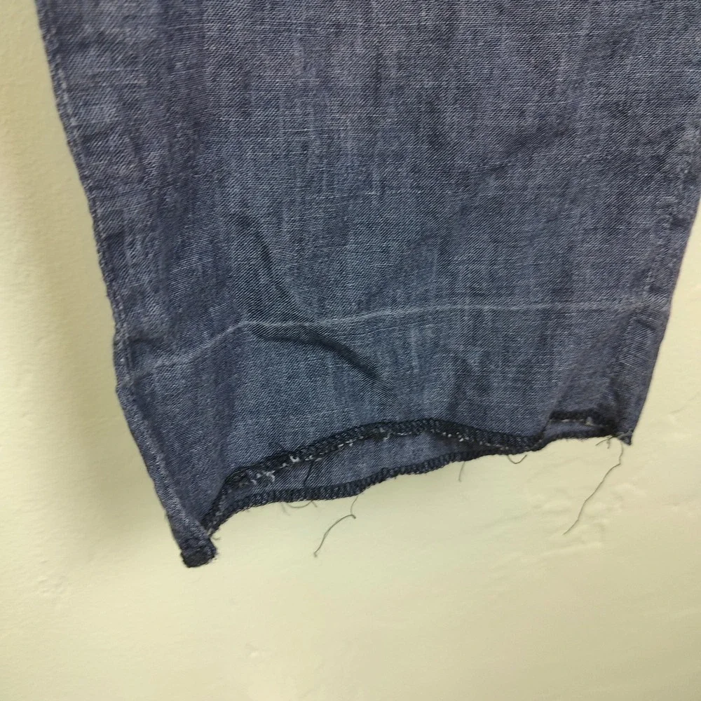 Ermenegildo Zegna Pants Mens 58 Blue 100% Linen Straight Raw Hem Luxury